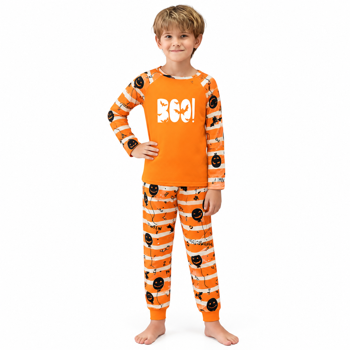 Orange Pumkins Pajamas Family Matching Halloween Pajamas