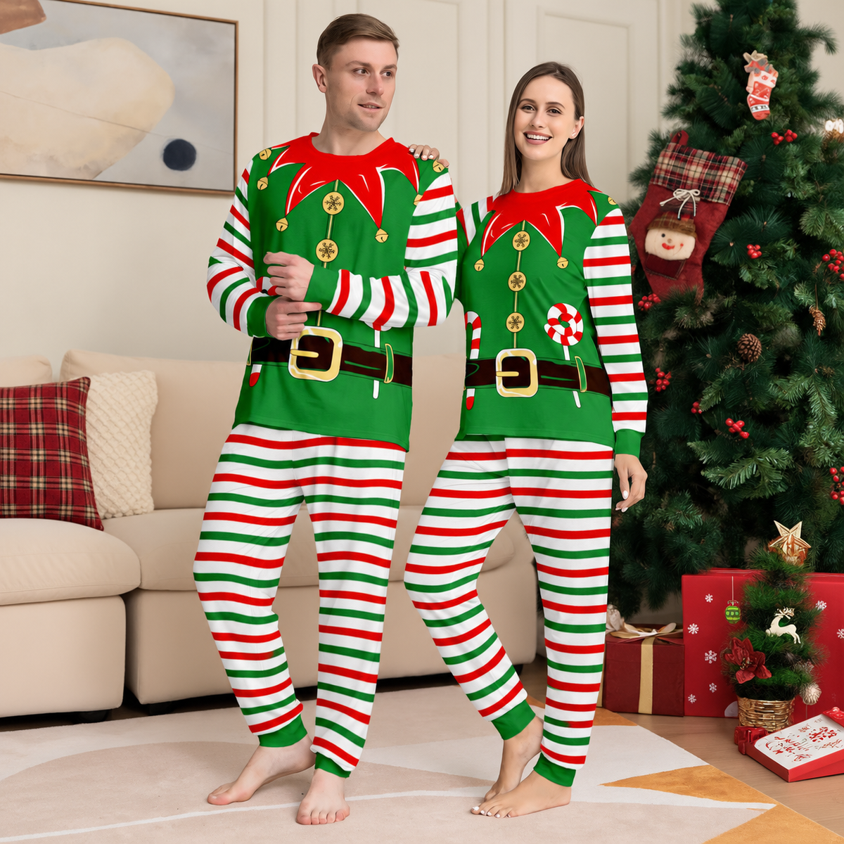 Festive Elf Family Matching Pajamas
