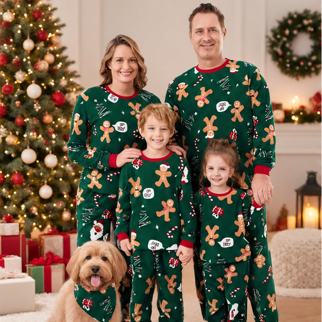 Gingerbread Christmas Print Family Matching Pajamas