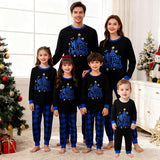 Merry Christmas Blue Plaid Family Matching Christmas Pajamas with Pet