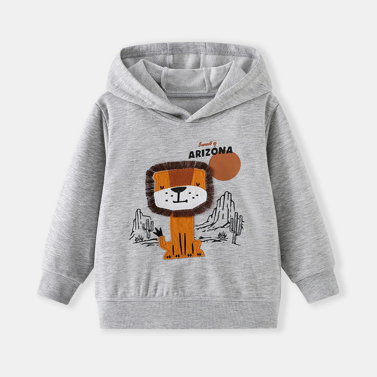 Cartoon Lion Print Hooded Sweatshirt