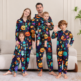 Colorful Pumpkins Ghosts Family Matching Halloween Pajamas