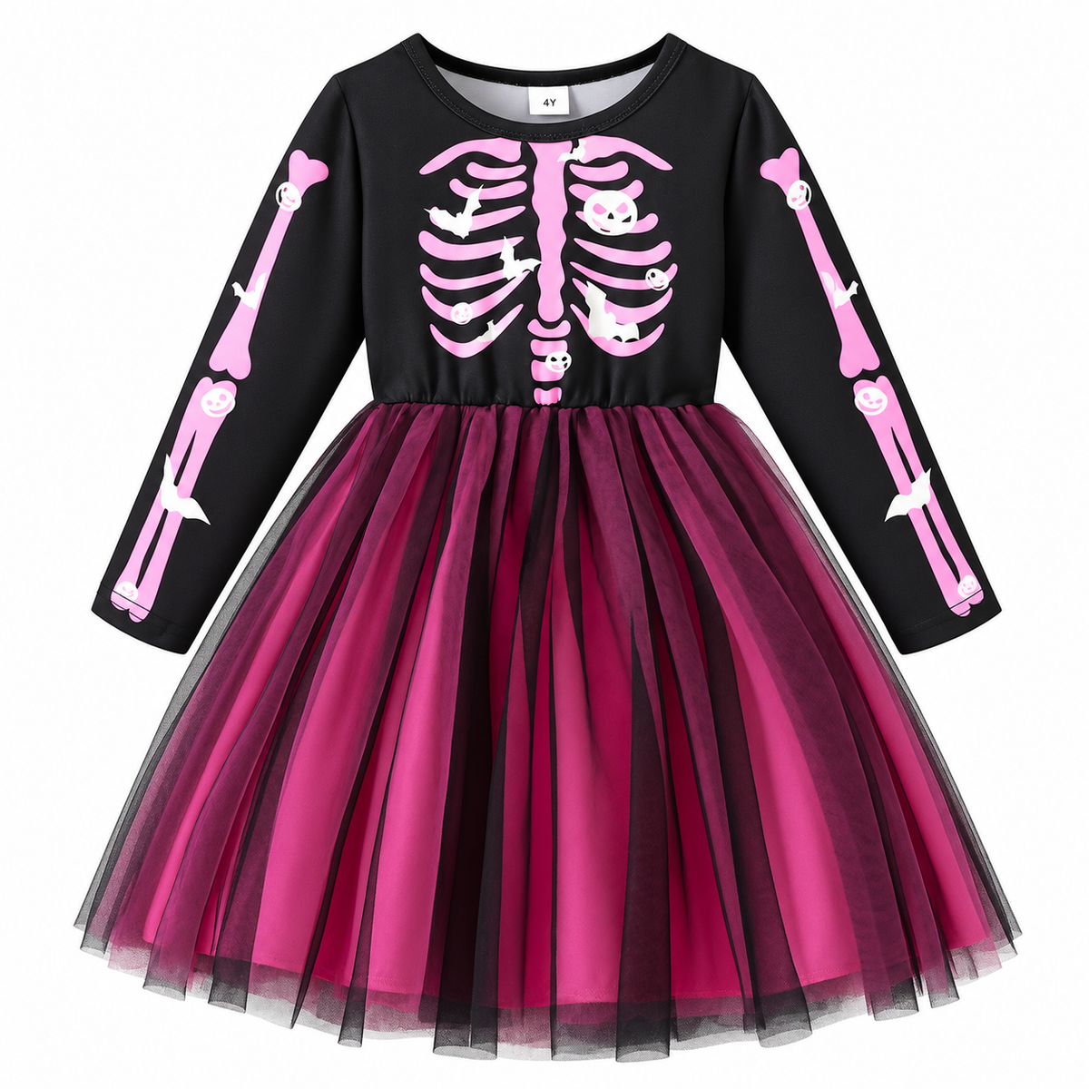 Halloween Skeleton Print Tulle Dress