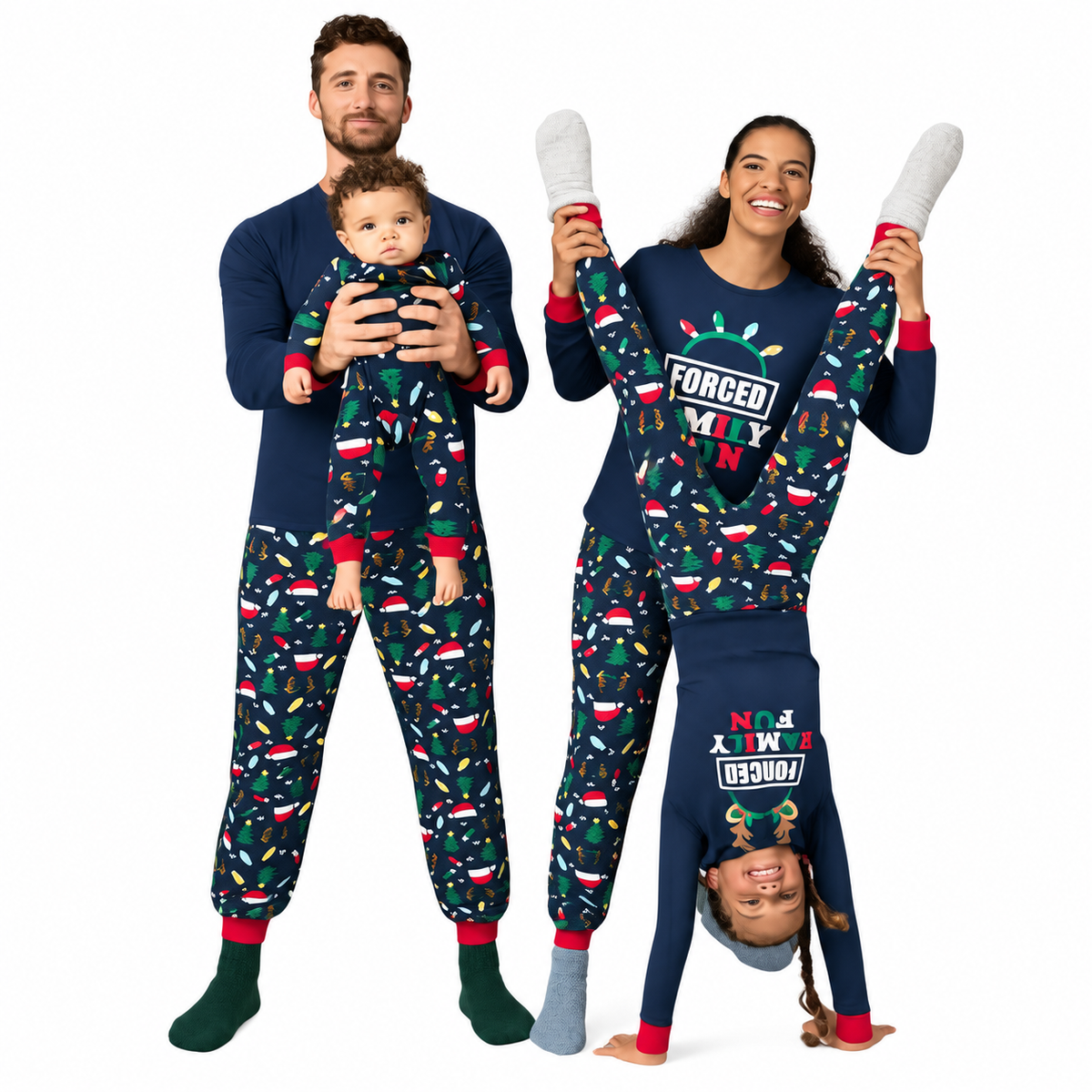 Christmas Hats Christmas Trees Print Family Matching Christmas Pajamas