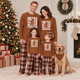 Gingerbread Brown Plaid Family Matching Pajamas