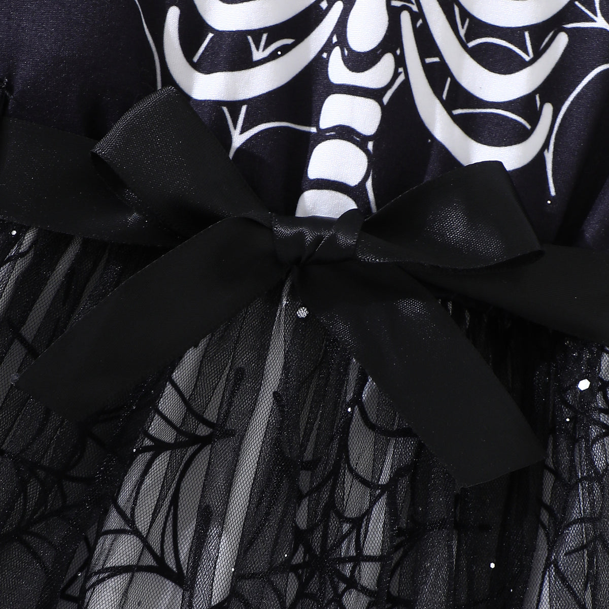Girls' Halloween Skeleton Spider Web Tutu Dress