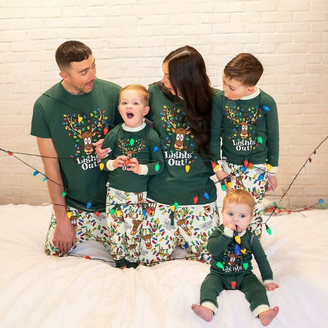 Light-Up Reindeer Family Matching Christmas Pajamas
