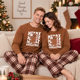 Gingerbread Brown Plaid Family Matching Pajamas