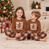 Gingerbread Brown Plaid Family Matching Pajamas