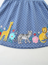 Girls' Animal Embroidered Spotted Long Sleeve Dress