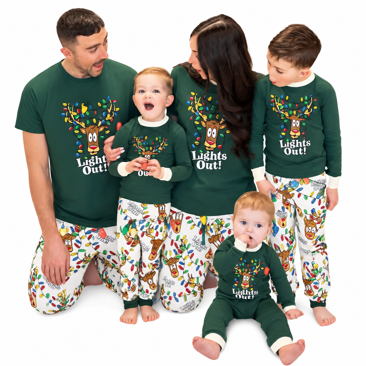 Light-Up Reindeer Family Matching Christmas Pajamas
