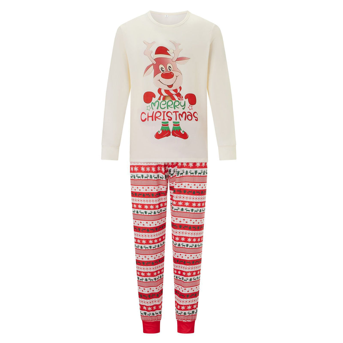 Cartoon Christmas Reindeer Matching Christmas Pajamas