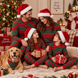 Red Green Stripes Family Matching Pajamas