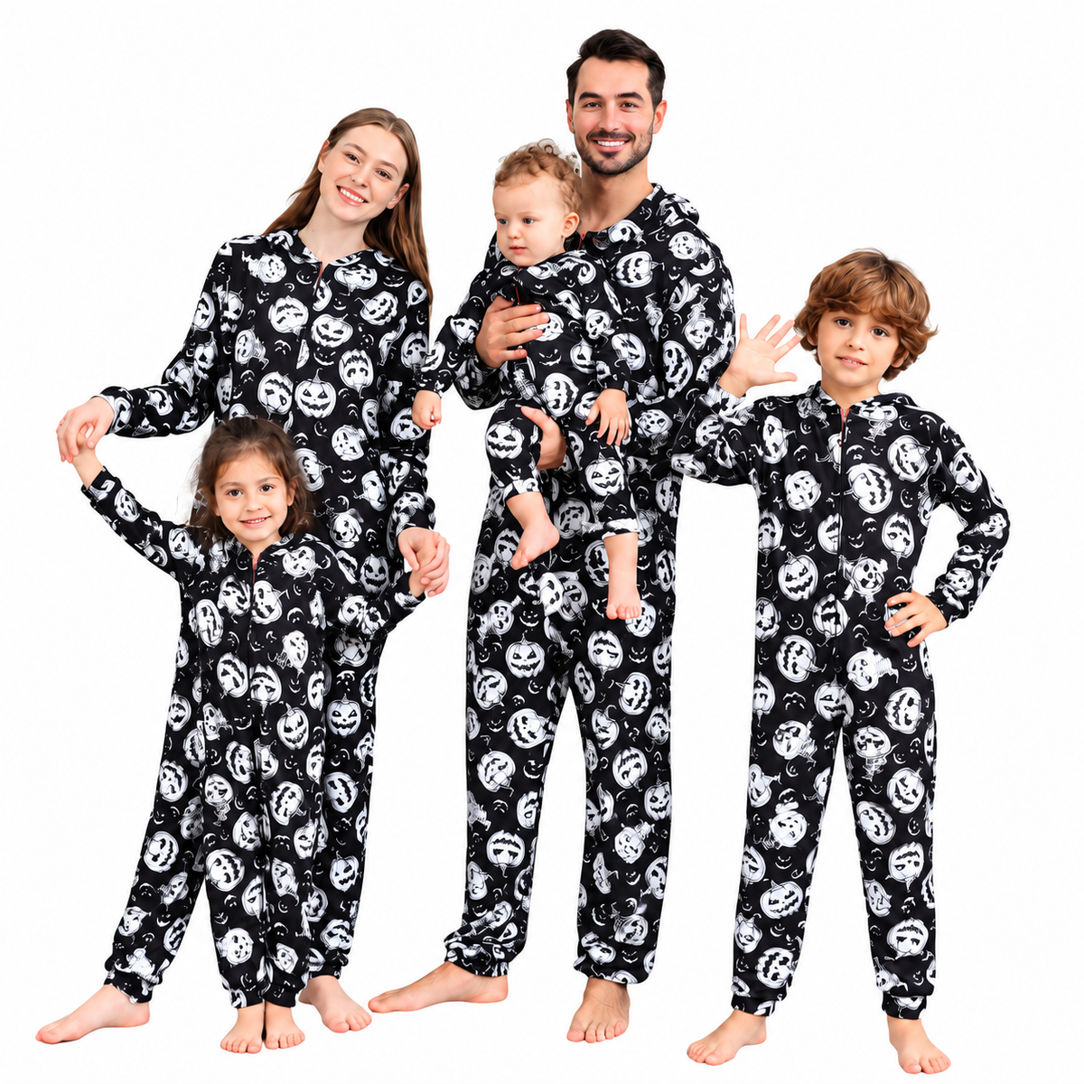 Black Pumpkins Ghosts Family Matching Halloween Pajamas