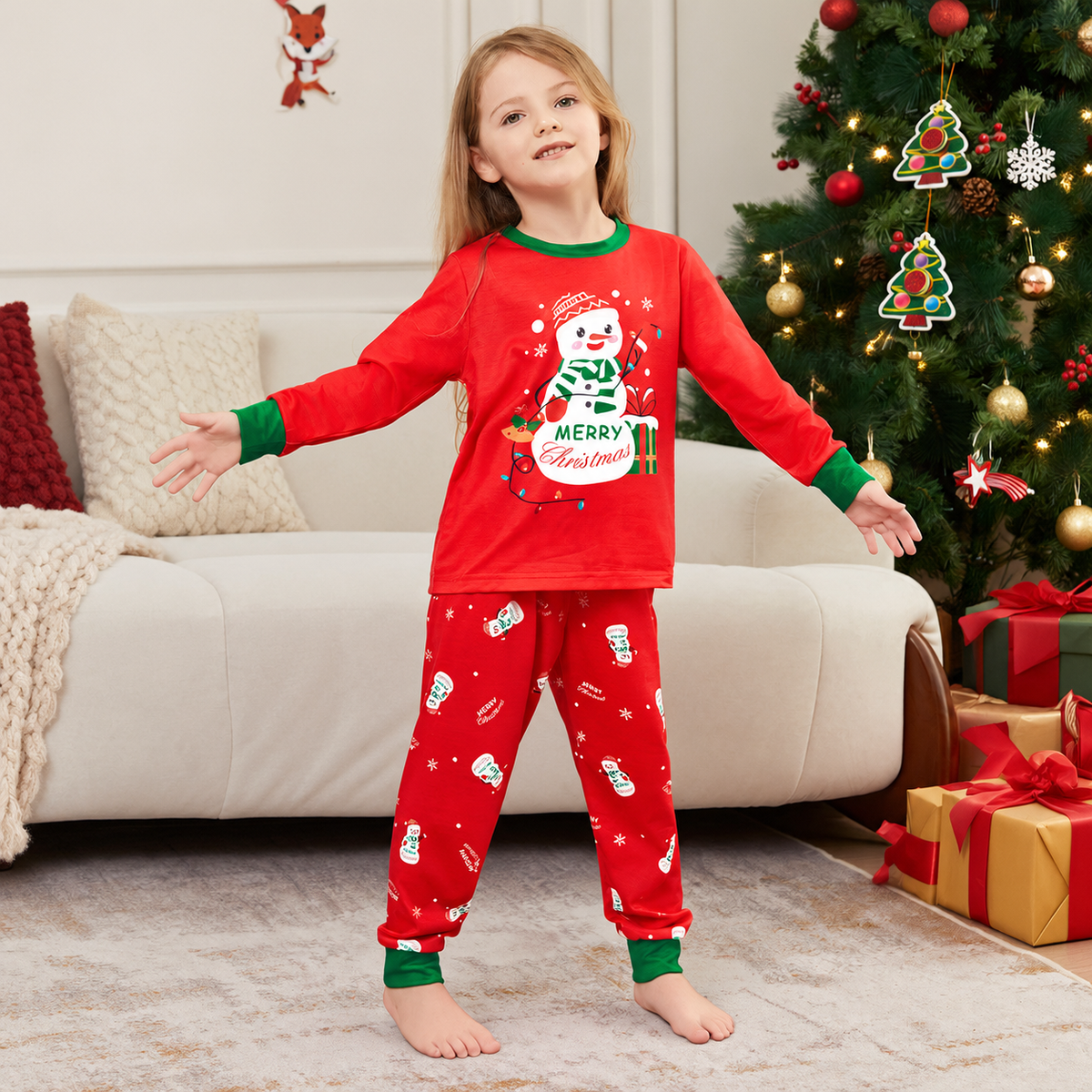 White Snowman Family Matching Christmas Pajamas