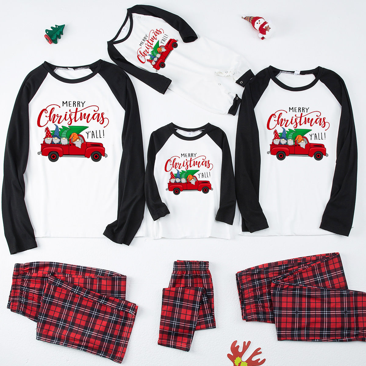 Classic Plaid Car Matching Christmas Pajamas