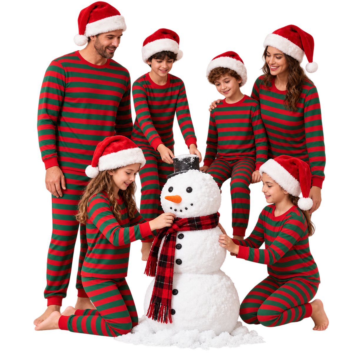 Red Green Stripes Family Matching Pajamas