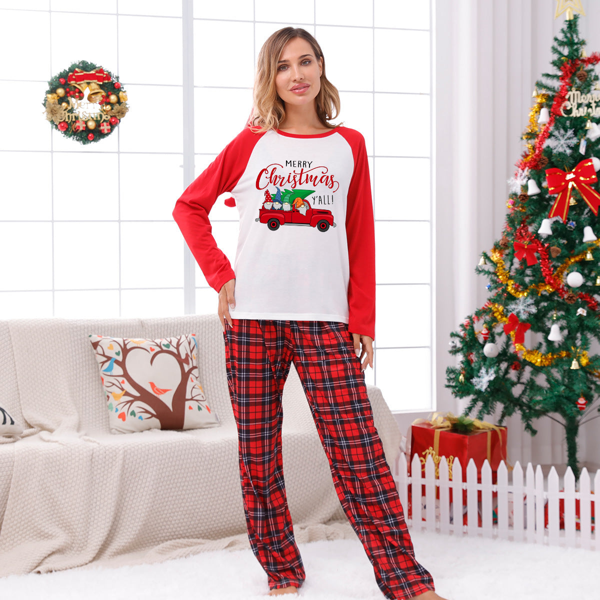 Classic Plaid Car Matching Christmas Pajamas