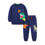 Boys' Dinosaur Embroidered Sweatshirt & Jogger Set 2-Piece Outfit