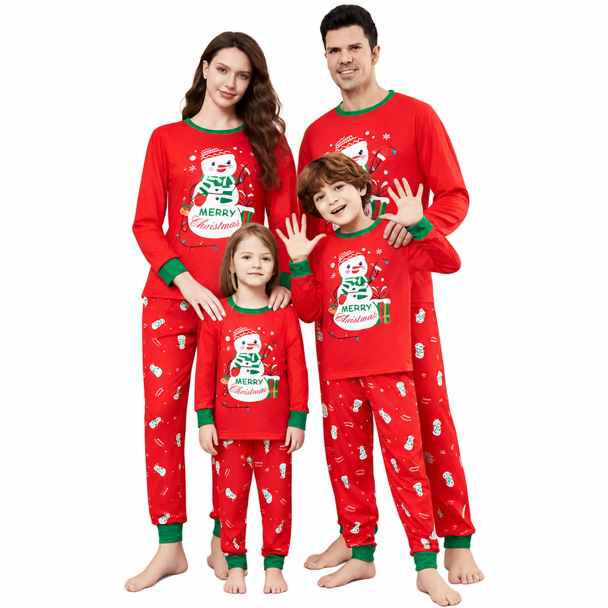 White Snowman Family Matching Christmas Pajamas