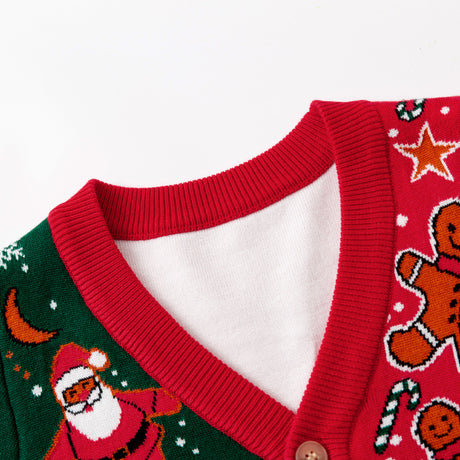 Boys & Girls' Christmas Gingerman Snowman Knit Cardigan