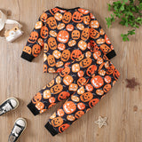 All-Over Pumpkin Print Long Sleeve Top & Pants Set