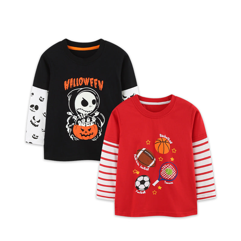 Boys' 2-Pack Halloween & Sports Print Tops