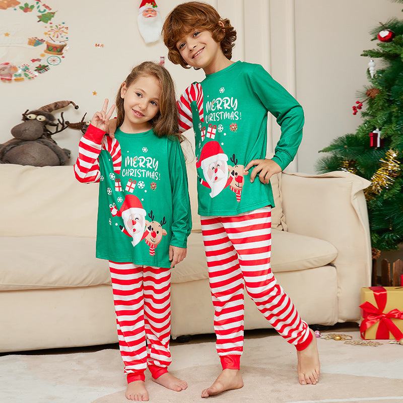 Santa Claus Red Stripes  Family Matching Christmas Pajamas