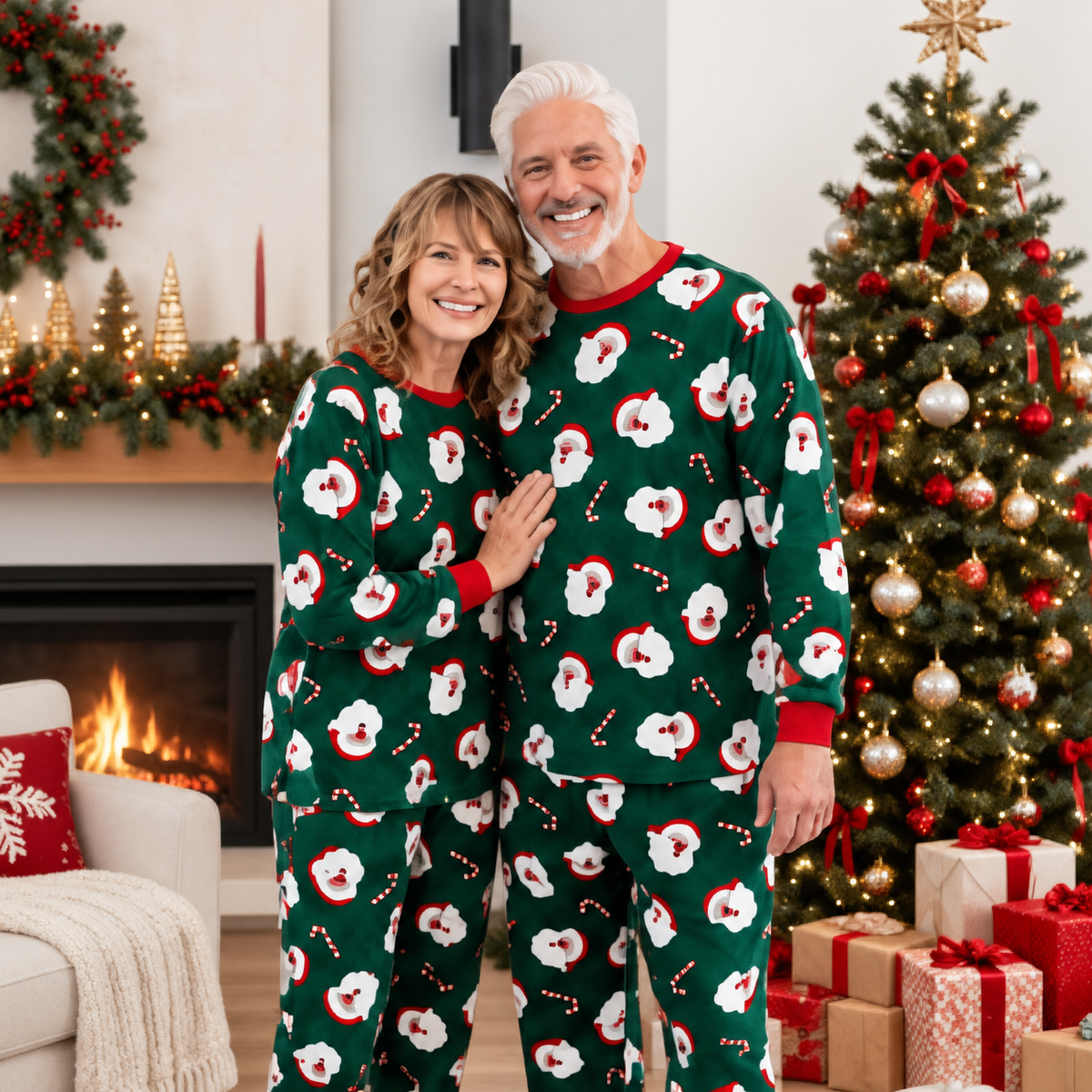 Green Santa Claus Family Matching Christmas Pajamas
