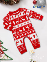 Red Christmas Tree Reindeer Family Matching Christmas Pajamas