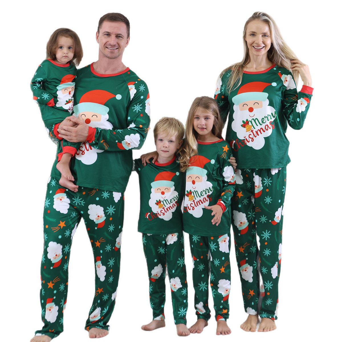 Santa Claus Snowflakes Matching Christmas Pajamas