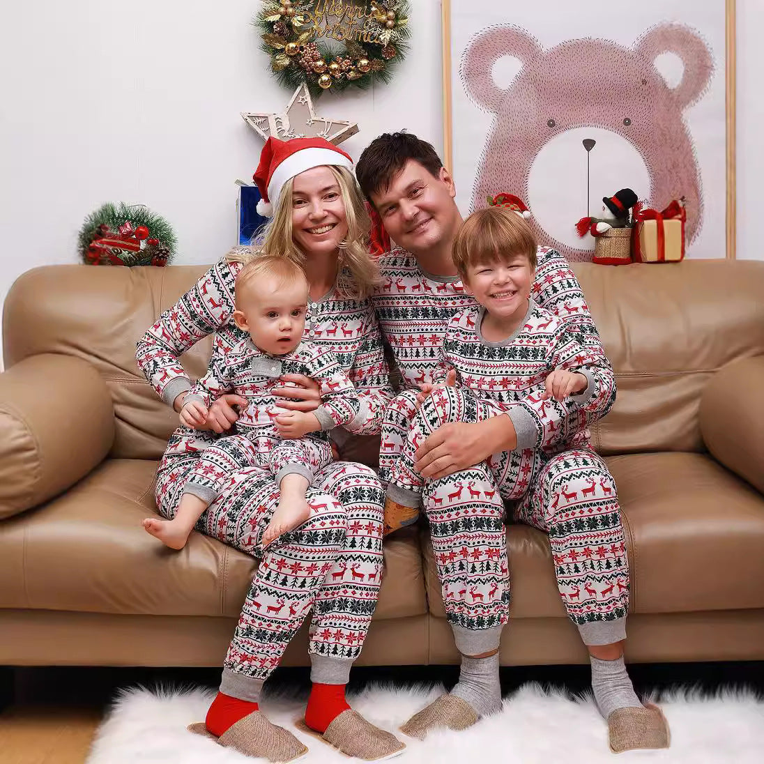Christmas Reindeer Christmas Tree Family Matching Christmas Pajamas