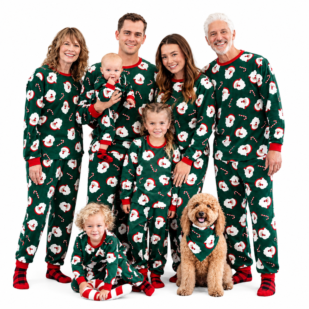 Green Santa Claus Family Matching Christmas Pajamas