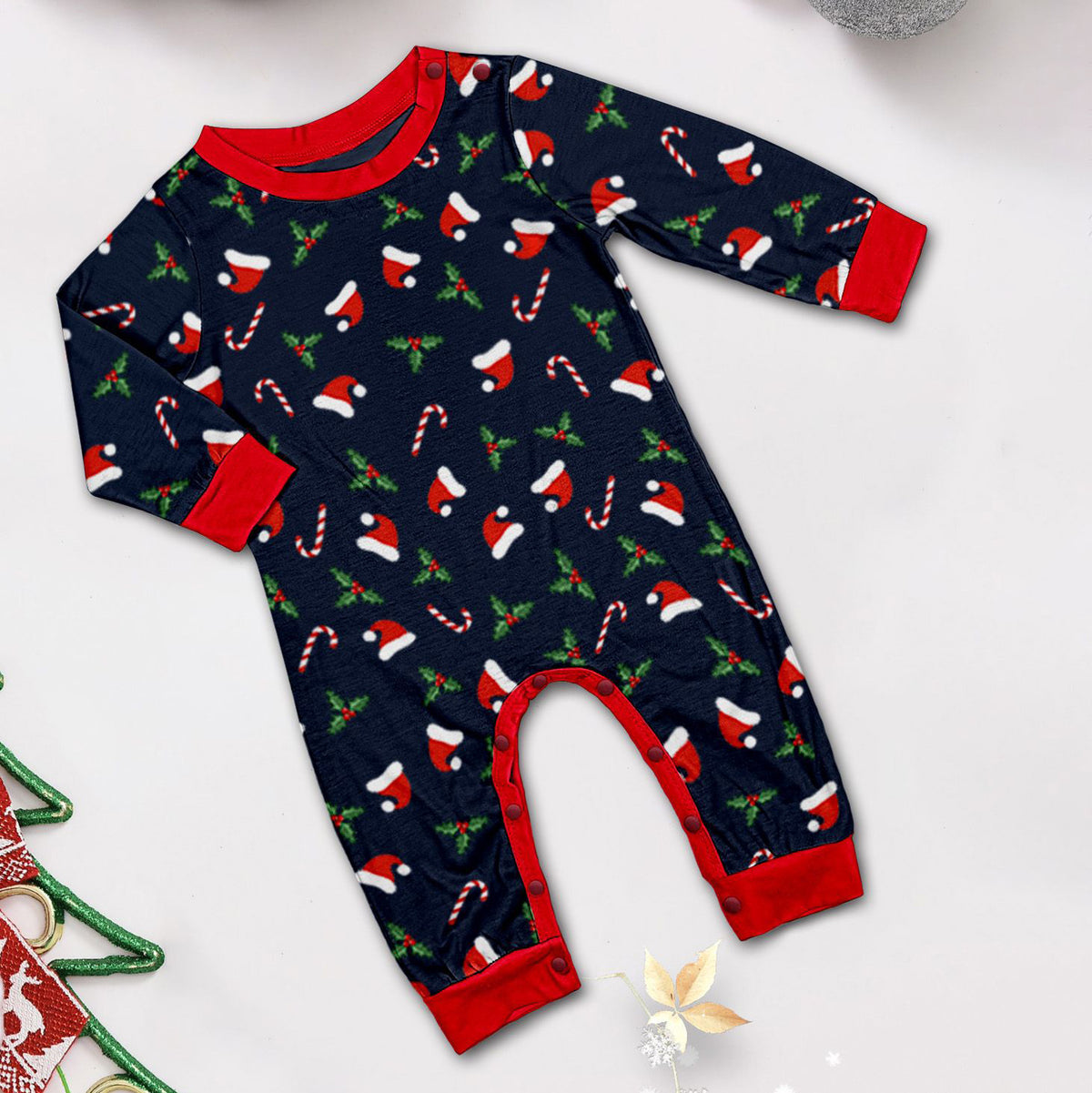 Santa Hat & Candy Cane Family Matching Christmas Pajamas