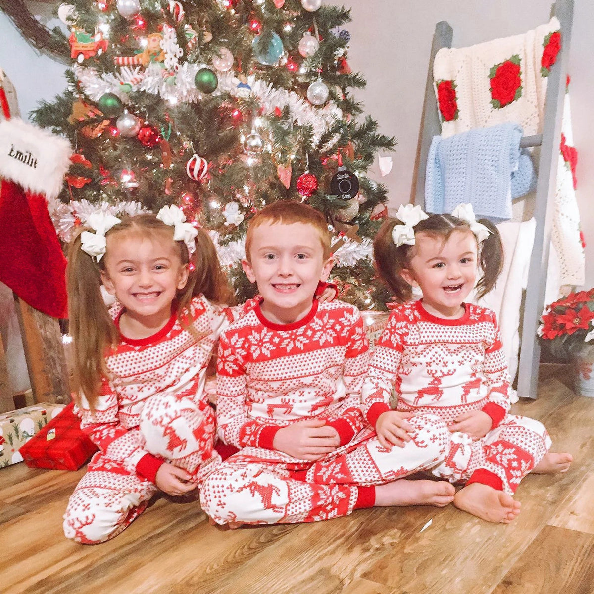 Christmas Reindeer Snowflakes Family Matching Christmas Pajamas