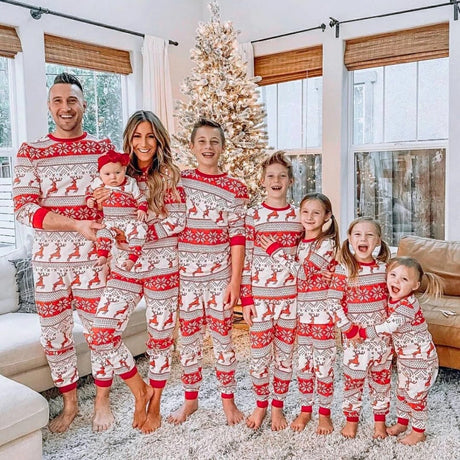 Christmas Reindeer Snowflakes Family Matching Christmas Pajamas