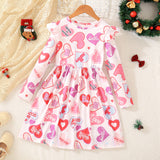 Girls' Pink Hearts Print Dress