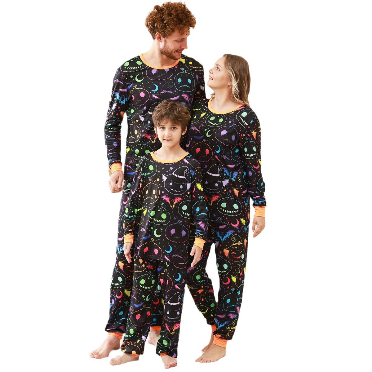 Colorful Pumpkin Ghost All-Over Print Family Matching Halloween Pajamas