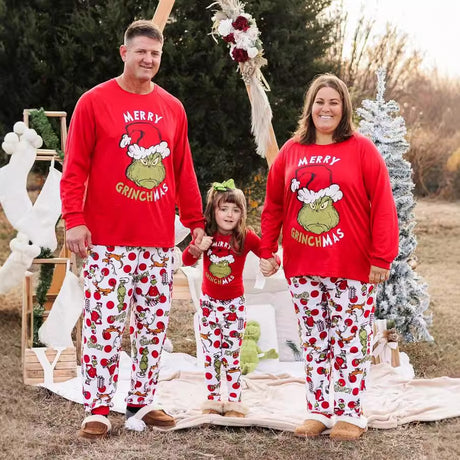 Grinch Family Matching Christmas Pajamas for Adults, Kids & Pets