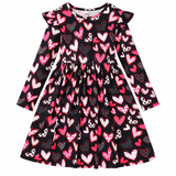 Girls' Pink Hearts Print Dress