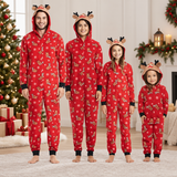 Hooded Christmas Print Family Matching Christmas Jumpsuit