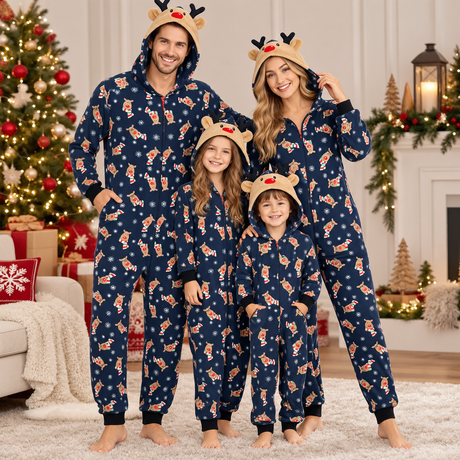 Christmas Reindeer Print Family Matching Christmas Jumpsuit