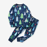 Girls' Pink Christmas Tree Print Pajama Set