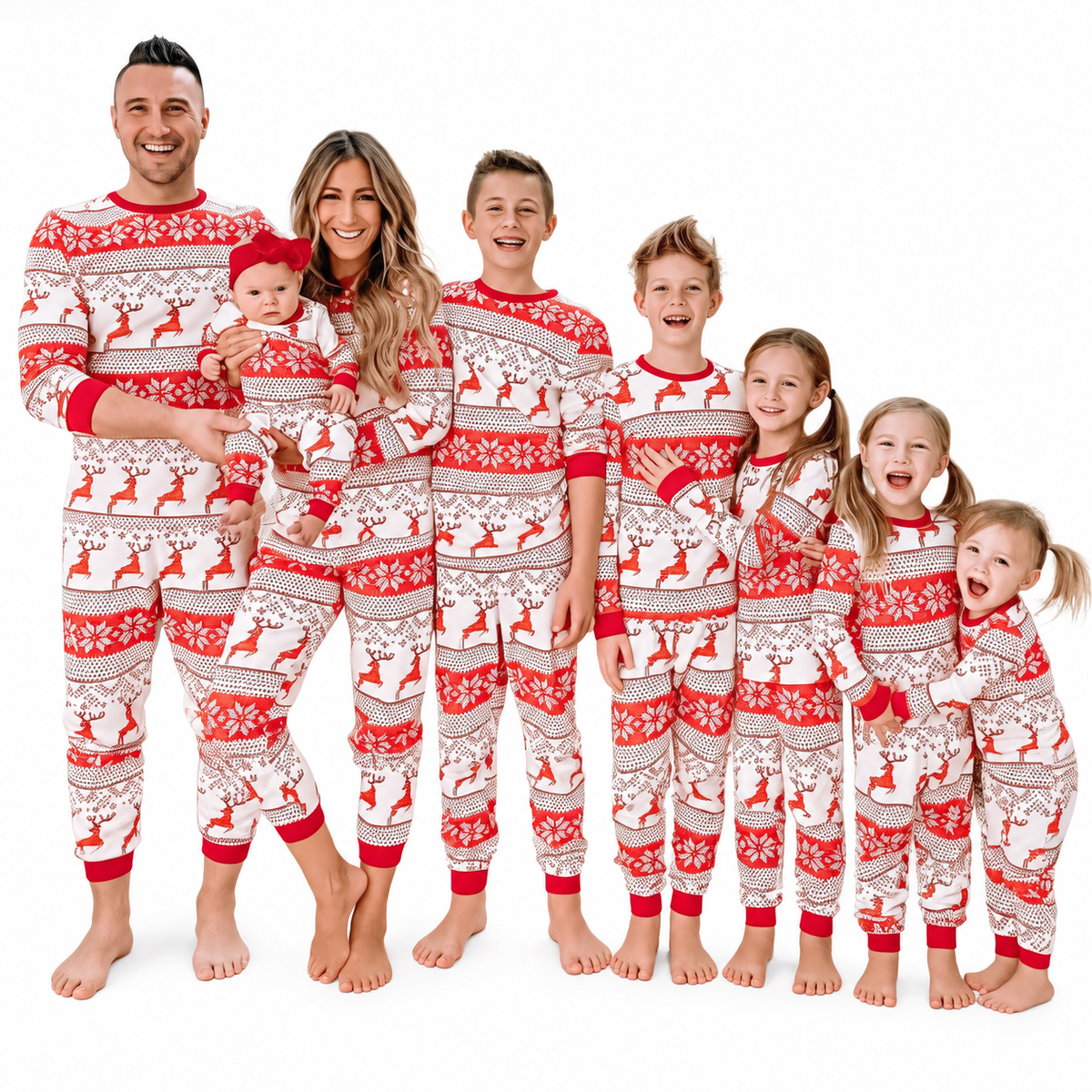 Christmas Reindeer Snowflakes Family Matching Christmas Pajamas