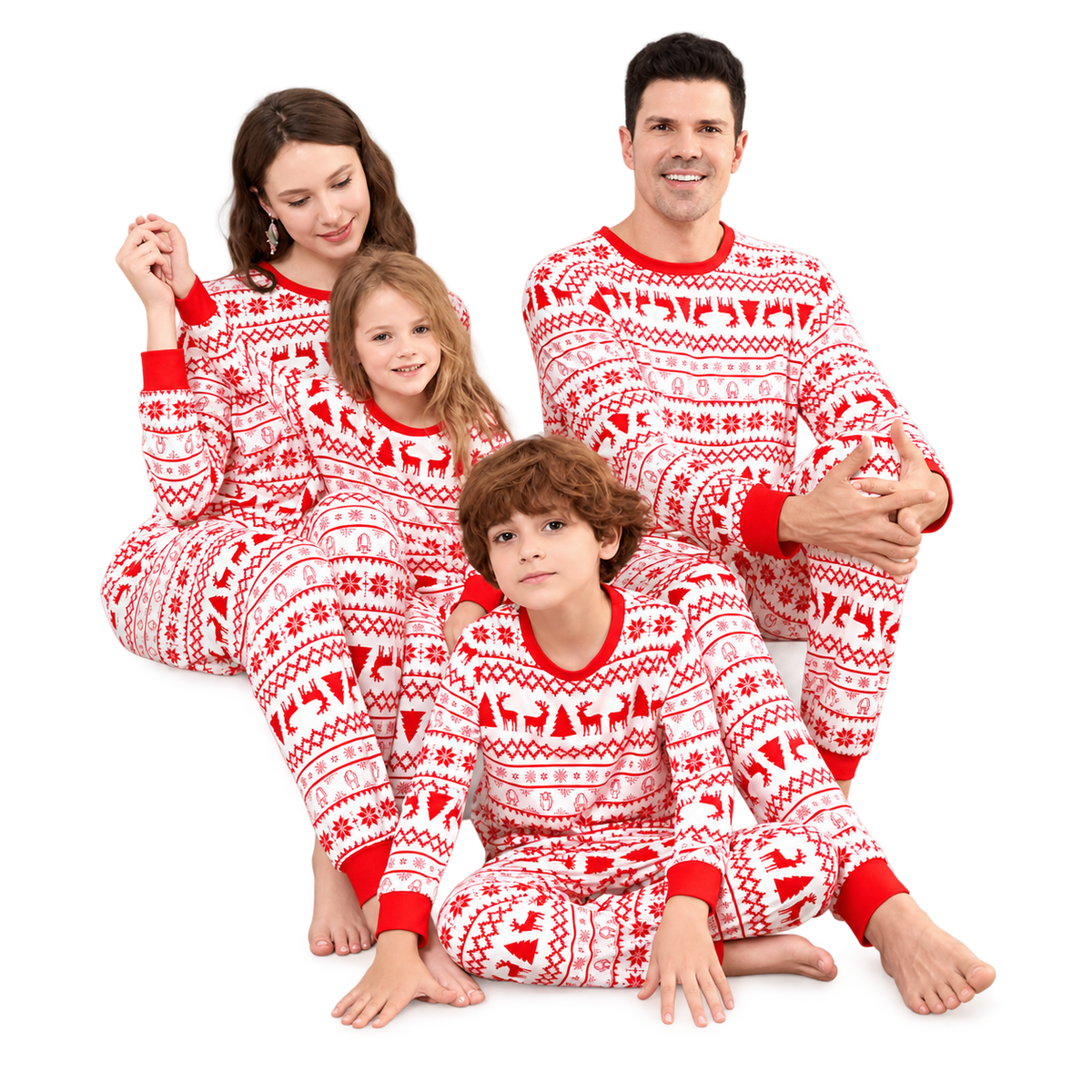 Christmas Reindeer Fair Isle Family Matching Christmas Pajamas