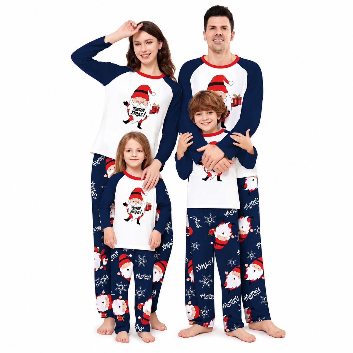 Santa Claus Snowflakes Family Matching Christmas Pajamas