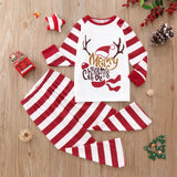 Christmas Reindeer Stripes Print Family Matching Christmas Pajamas