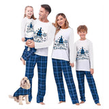 Blue Christmas Tree Plaid Family Matching Christmas Pajamas